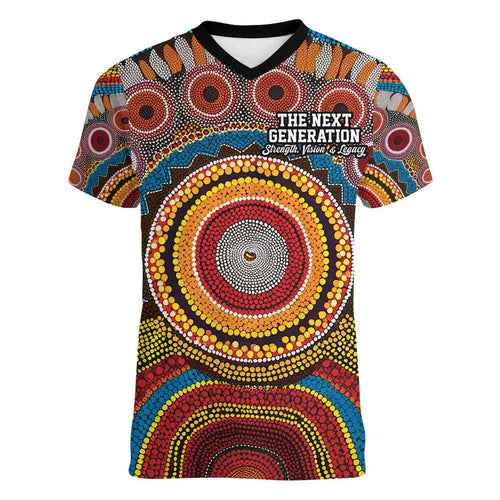 A Bright Future NAIDOC 2025 Women V-Neck T-Shirt Aboriginal Indigenous Art