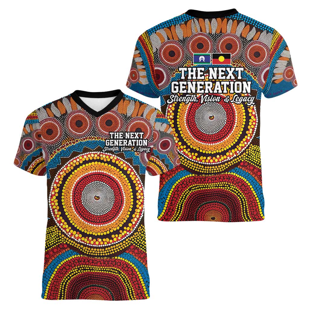 A Bright Future NAIDOC 2025 Women V-Neck T-Shirt Aboriginal Indigenous Art