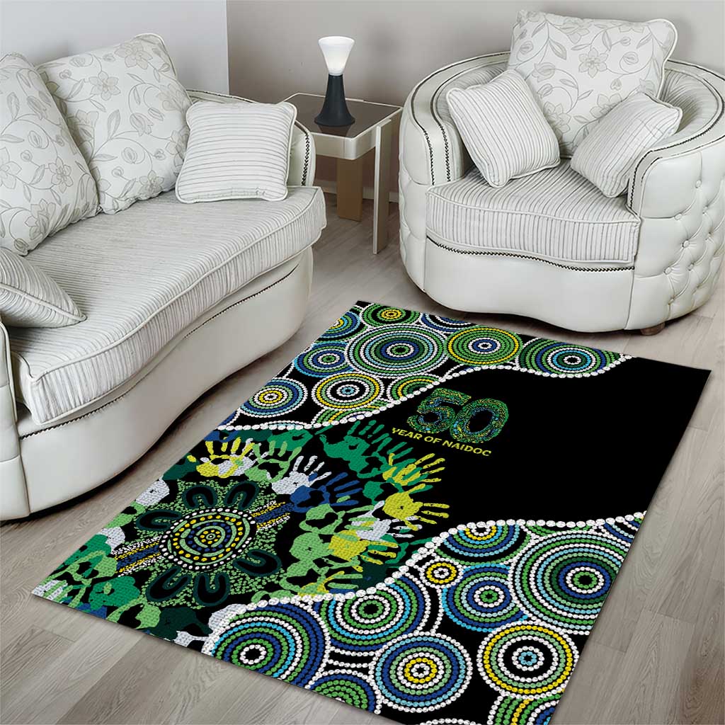 Honouring 50 Year Of NAIDOC Area Rug Honouring The Next Generation Green Aboriginal Art