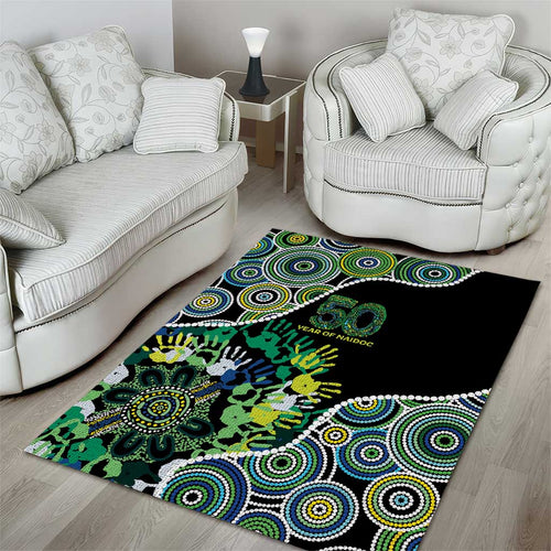 Honouring 50 Year Of NAIDOC Area Rug Honouring The Next Generation Green Aboriginal Art