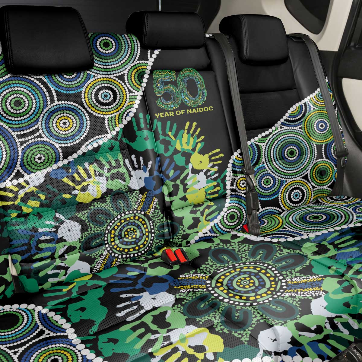 Honouring 50 Year Of NAIDOC Back Car Seat Cover Honouring The Next Generation Green Aboriginal Art