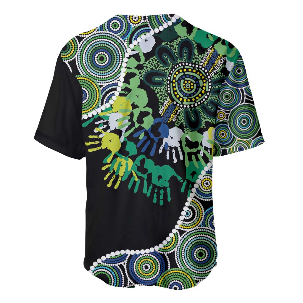 Honouring 50 Year Of NAIDOC Baseball Jersey Honouring The Next Generation Green Aboriginal Art