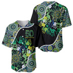 Honouring 50 Year Of NAIDOC Baseball Jersey Honouring The Next Generation Green Aboriginal Art