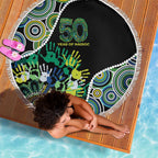 Honouring 50 Year Of NAIDOC Beach Blanket Honouring The Next Generation Green Aboriginal Art