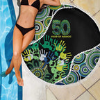 Honouring 50 Year Of NAIDOC Beach Blanket Honouring The Next Generation Green Aboriginal Art
