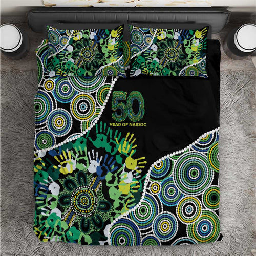 Honouring 50 Year Of NAIDOC Bedding Set Honouring The Next Generation Green Aboriginal Art