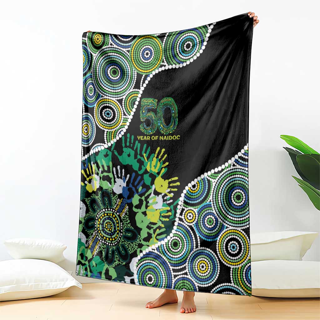 Honouring 50 Year Of NAIDOC Blanket Honouring The Next Generation Green Aboriginal Art
