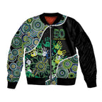 Honouring 50 Year Of NAIDOC Bomber Jacket Honouring The Next Generation Green Aboriginal Art