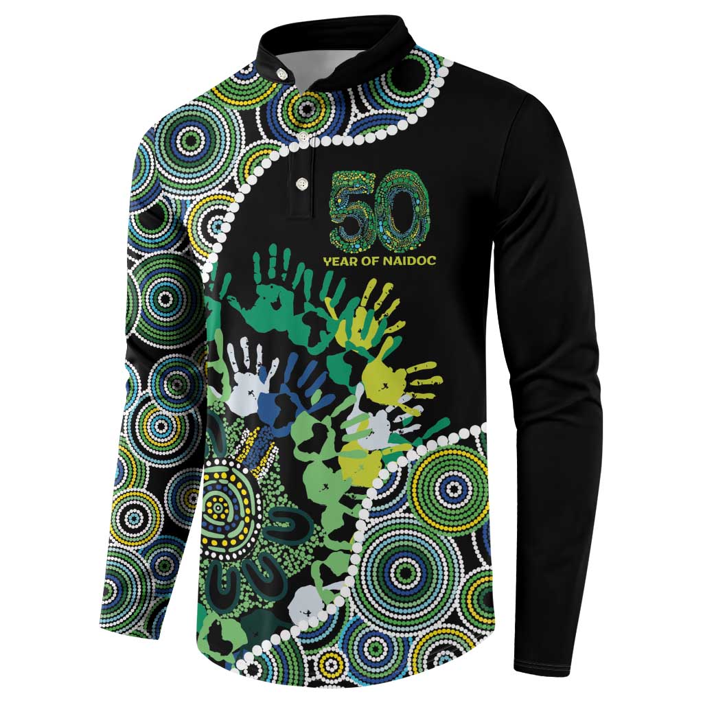 Honouring 50 Year Of NAIDOC Button Sweatshirt Honouring The Next Generation Green Aboriginal Art