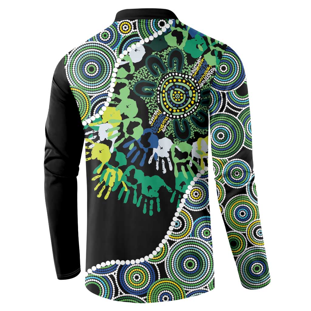 Honouring 50 Year Of NAIDOC Button Sweatshirt Honouring The Next Generation Green Aboriginal Art