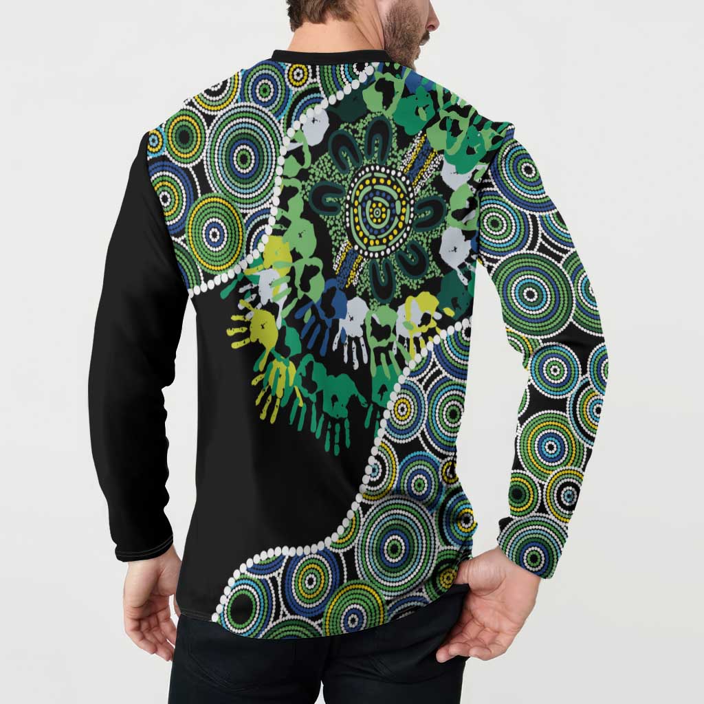 Honouring 50 Year Of NAIDOC Button Sweatshirt Honouring The Next Generation Green Aboriginal Art