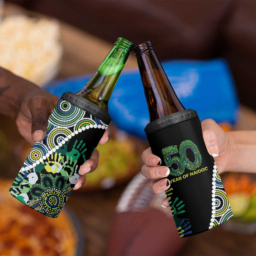 Honouring 50 Year Of NAIDOC 4 in 1 Can Cooler Tumbler Honouring The Next Generation Green Aboriginal Art