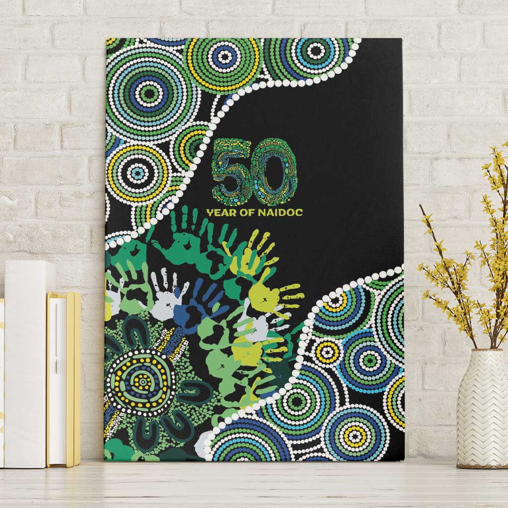 Honouring 50 Year Of NAIDOC Canvas Wall Art Honouring The Next Generation Green Aboriginal Art
