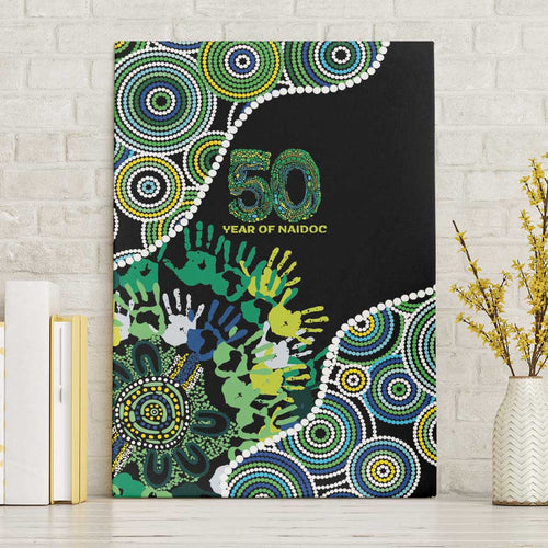 Honouring 50 Year Of NAIDOC Canvas Wall Art Honouring The Next Generation Green Aboriginal Art