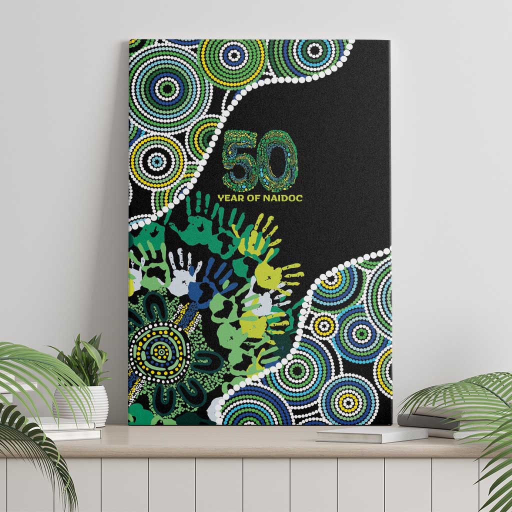 Honouring 50 Year Of NAIDOC Canvas Wall Art Honouring The Next Generation Green Aboriginal Art