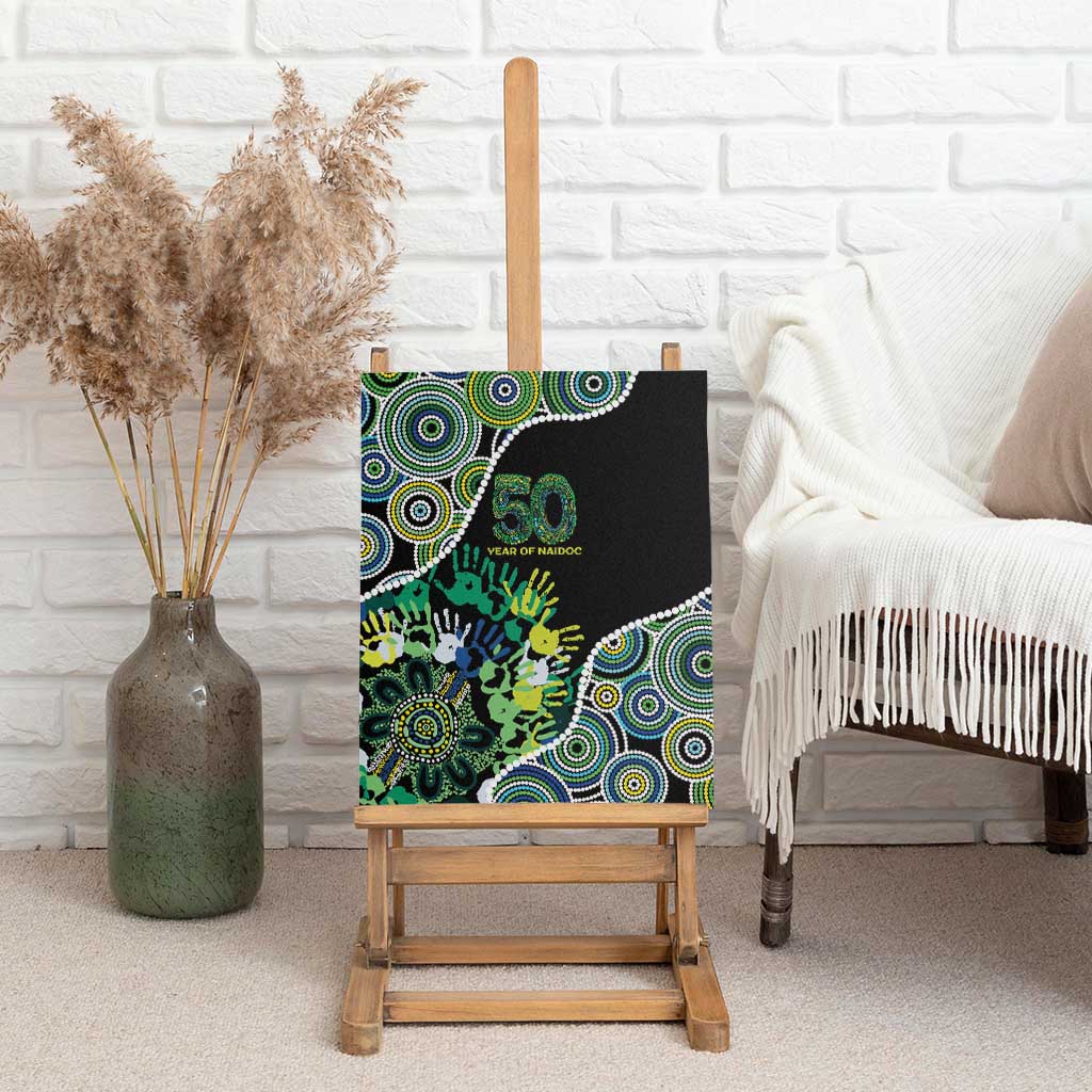 Honouring 50 Year Of NAIDOC Canvas Wall Art Honouring The Next Generation Green Aboriginal Art