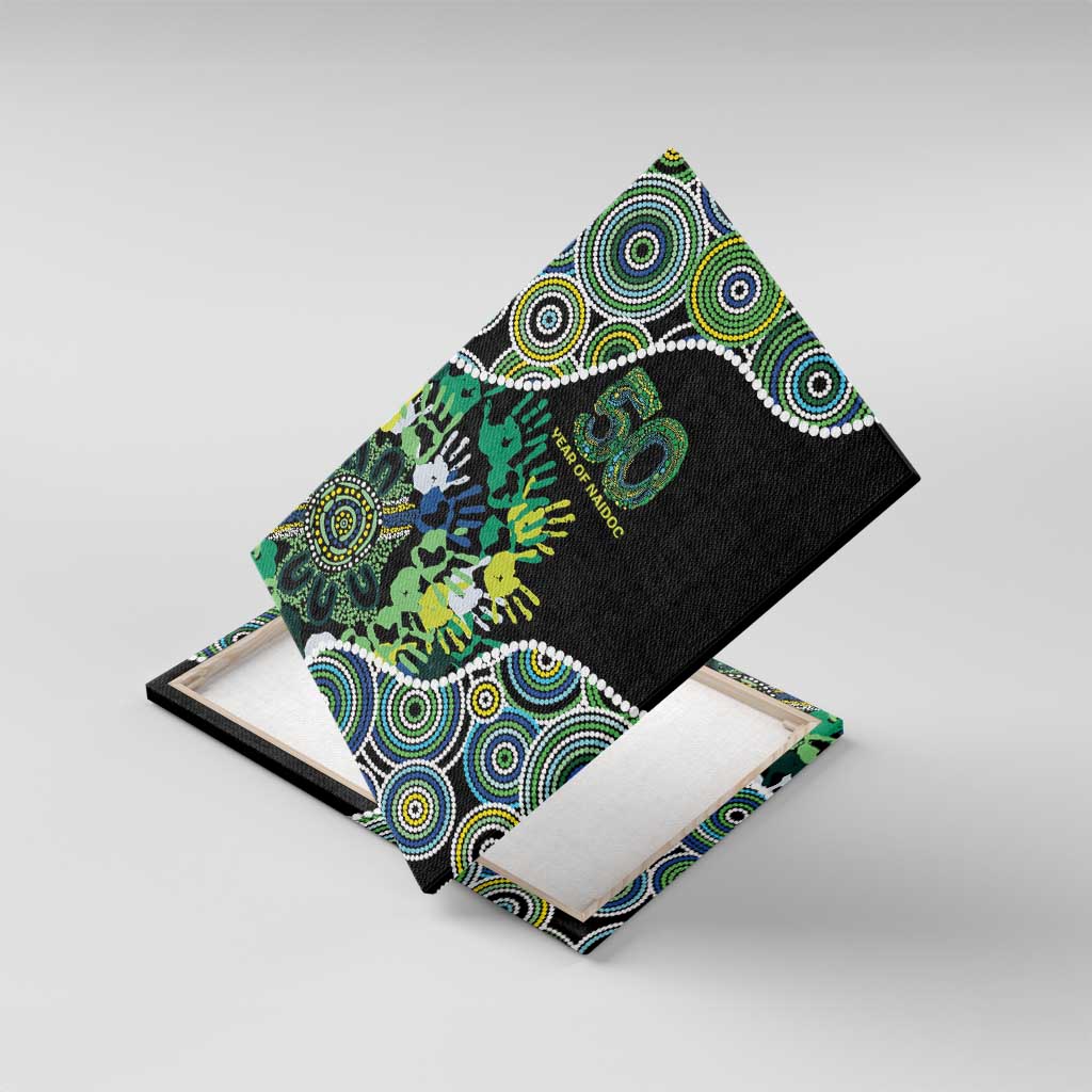 Honouring 50 Year Of NAIDOC Canvas Wall Art Honouring The Next Generation Green Aboriginal Art