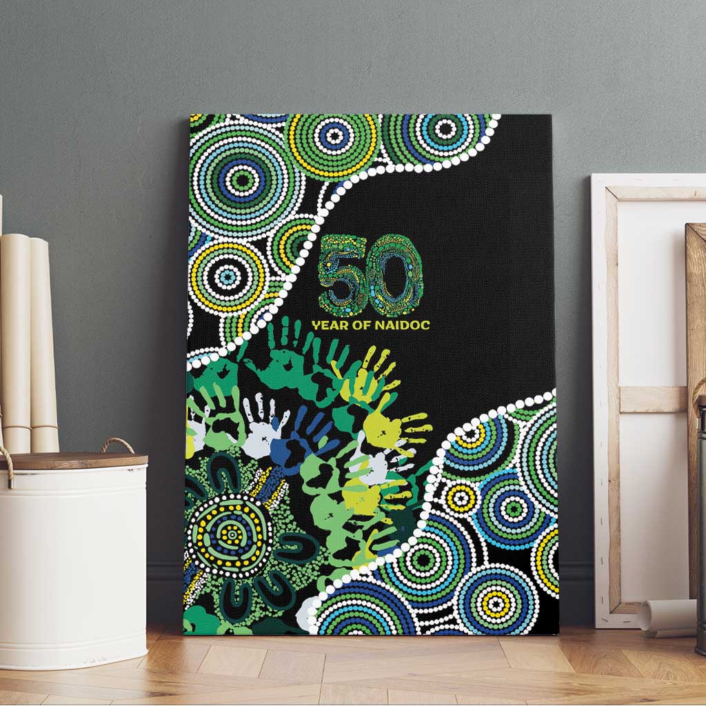 Honouring 50 Year Of NAIDOC Canvas Wall Art Honouring The Next Generation Green Aboriginal Art