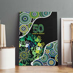 Honouring 50 Year Of NAIDOC Canvas Wall Art Honouring The Next Generation Green Aboriginal Art