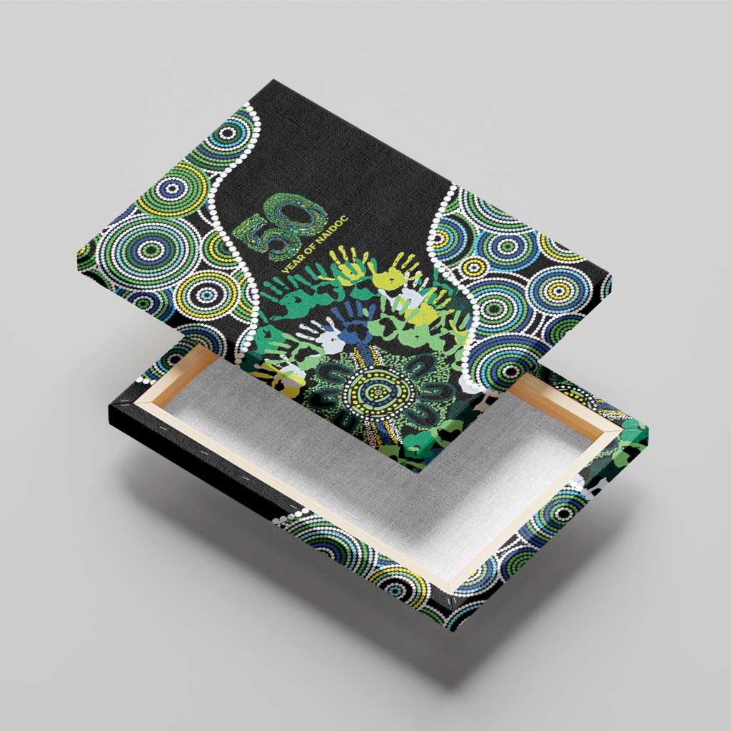 Honouring 50 Year Of NAIDOC Canvas Wall Art Honouring The Next Generation Green Aboriginal Art