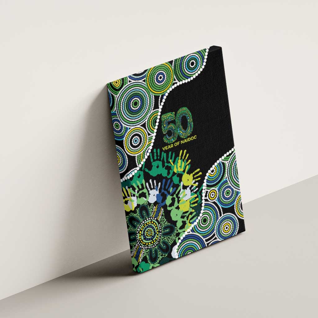 Honouring 50 Year Of NAIDOC Canvas Wall Art Honouring The Next Generation Green Aboriginal Art