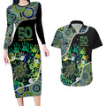 Honouring 50 Year Of NAIDOC Couples Matching Long Sleeve Bodycon Dress and Hawaiian Shirt Honouring The Next Generation Green Aboriginal Art