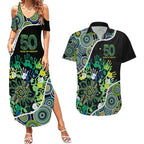 Honouring 50 Year Of NAIDOC Couples Matching Summer Maxi Dress and Hawaiian Shirt Honouring The Next Generation Green Aboriginal Art