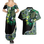 Honouring 50 Year Of NAIDOC Couples Matching Summer Maxi Dress and Hawaiian Shirt Honouring The Next Generation Green Aboriginal Art