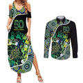 Honouring 50 Year Of NAIDOC Couples Matching Summer Maxi Dress and Long Sleeve Button Shirt Honouring The Next Generation Green Aboriginal Art