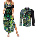 Honouring 50 Year Of NAIDOC Couples Matching Summer Maxi Dress and Long Sleeve Button Shirt Honouring The Next Generation Green Aboriginal Art