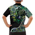 Honouring 50 Year Of NAIDOC Family Matching Mermaid Dress and Hawaiian Shirt Honouring The Next Generation Green Aboriginal Art