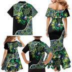 Honouring 50 Year Of NAIDOC Family Matching Mermaid Dress and Hawaiian Shirt Honouring The Next Generation Green Aboriginal Art