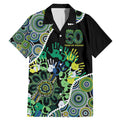 Honouring 50 Year Of NAIDOC Family Matching Mermaid Dress and Hawaiian Shirt Honouring The Next Generation Green Aboriginal Art
