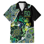 Honouring 50 Year Of NAIDOC Family Matching Mermaid Dress and Hawaiian Shirt Honouring The Next Generation Green Aboriginal Art