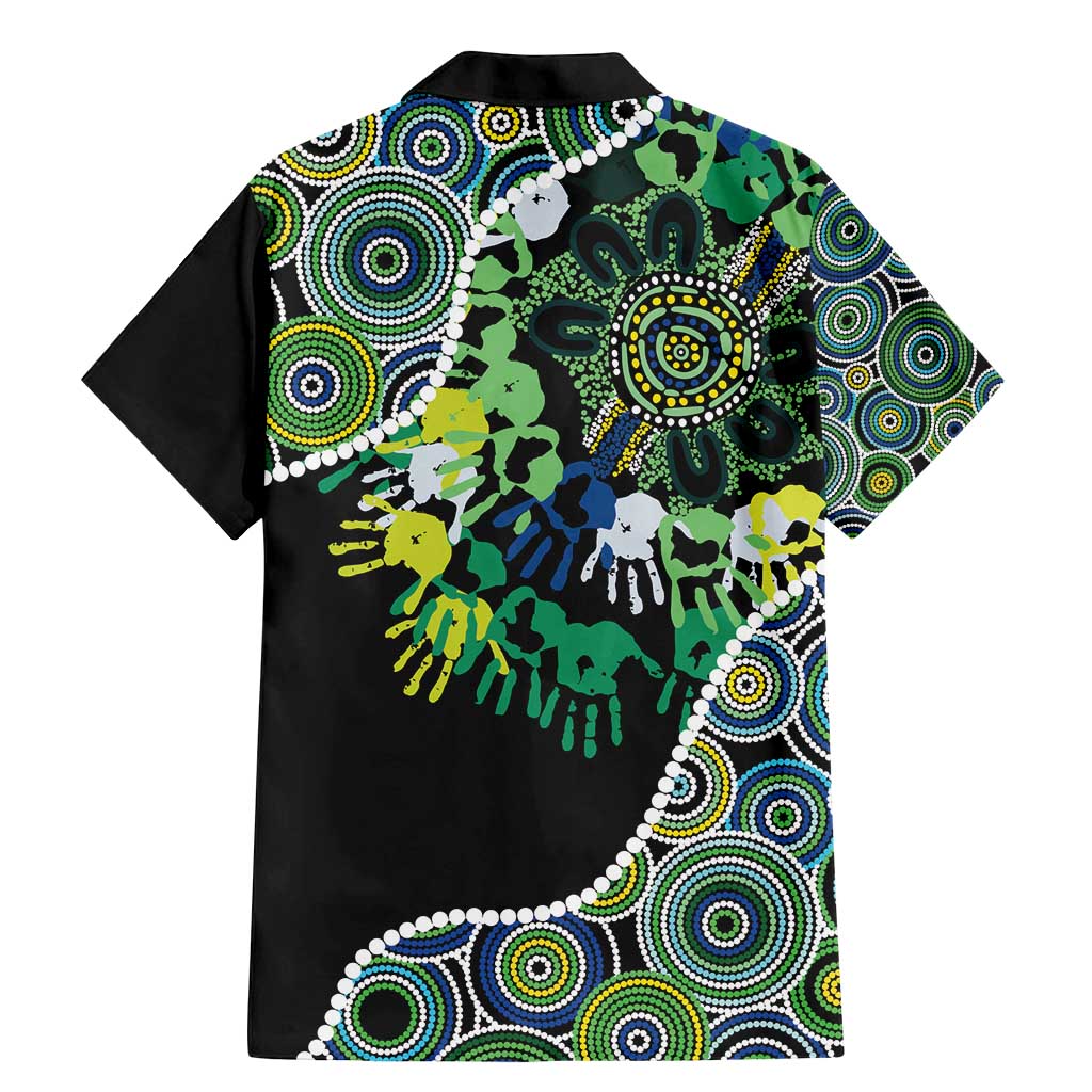 Honouring 50 Year Of NAIDOC Family Matching Mermaid Dress and Hawaiian Shirt Honouring The Next Generation Green Aboriginal Art