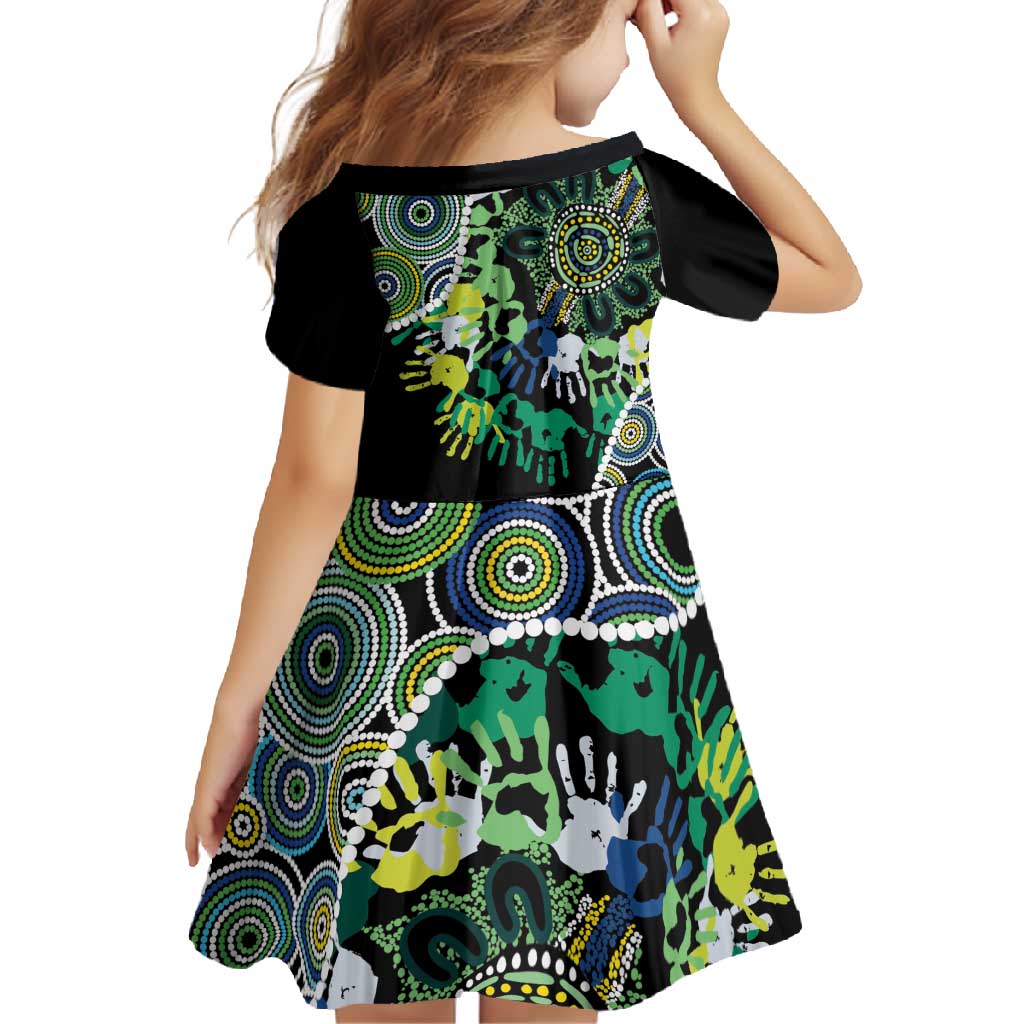 Honouring 50 Year Of NAIDOC Family Matching Off Shoulder Maxi Dress and Hawaiian Shirt Honouring The Next Generation Green Aboriginal Art