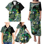 Honouring 50 Year Of NAIDOC Family Matching Puletasi and Hawaiian Shirt Honouring The Next Generation Green Aboriginal Art