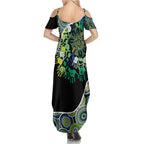 Honouring 50 Year Of NAIDOC Family Matching Summer Maxi Dress and Hawaiian Shirt Honouring The Next Generation Green Aboriginal Art