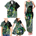 Honouring 50 Year Of NAIDOC Family Matching Tank Maxi Dress and Hawaiian Shirt Honouring The Next Generation Green Aboriginal Art