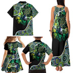 Honouring 50 Year Of NAIDOC Family Matching Tank Maxi Dress and Hawaiian Shirt Honouring The Next Generation Green Aboriginal Art