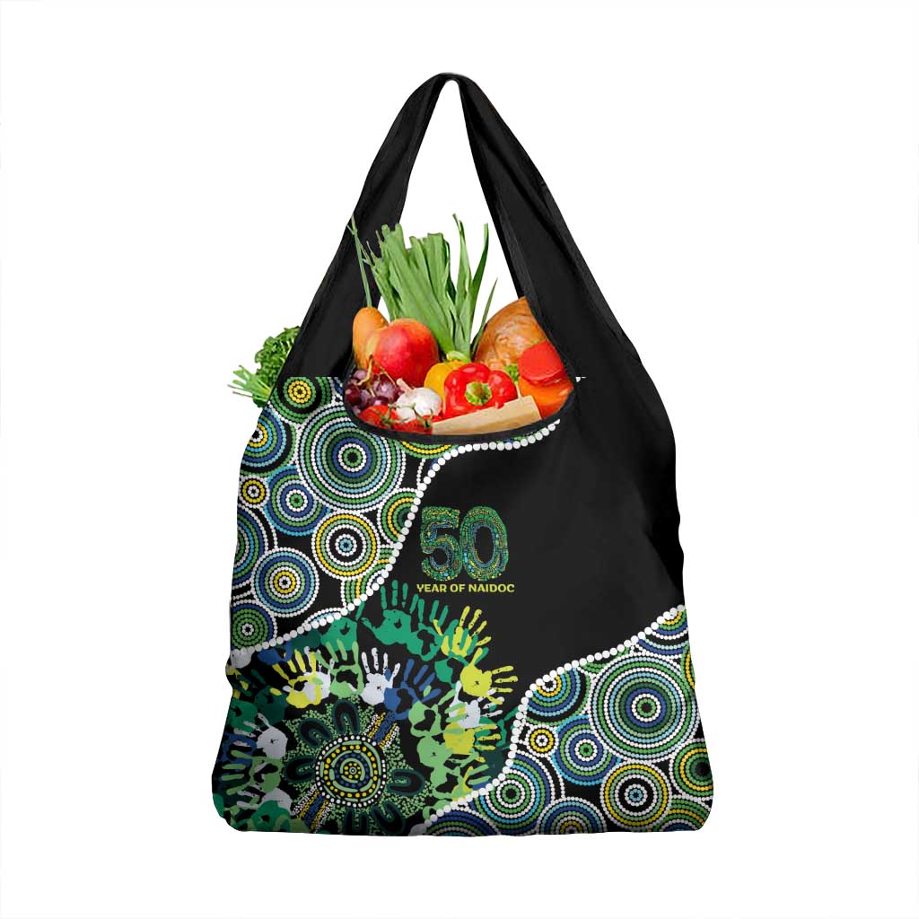 Honouring 50 Year Of NAIDOC Grocery Bag Honouring The Next Generation Green Aboriginal Art