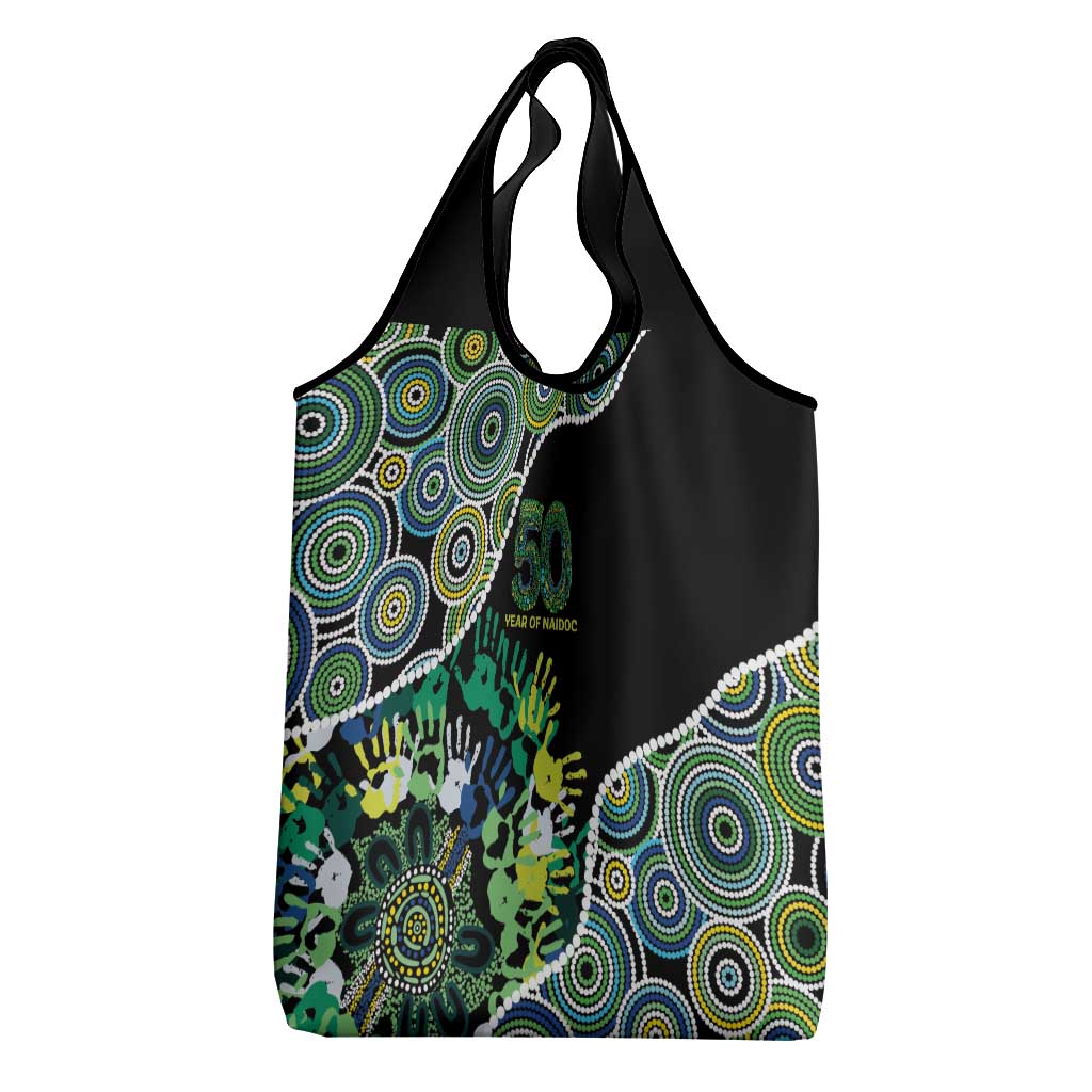 Honouring 50 Year Of NAIDOC Grocery Bag Honouring The Next Generation Green Aboriginal Art