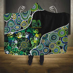 Honouring 50 Year Of NAIDOC Hooded Blanket Honouring The Next Generation Green Aboriginal Art