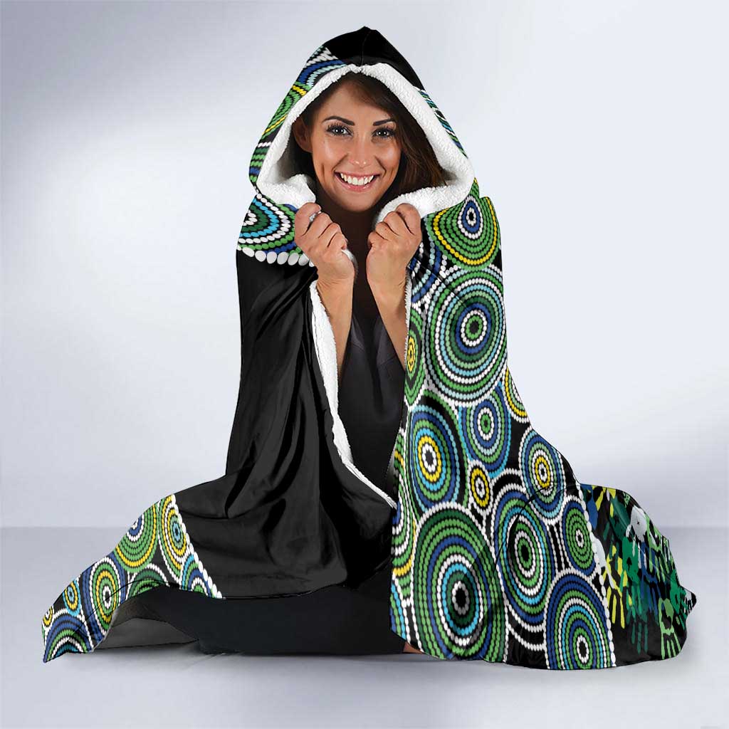 Honouring 50 Year Of NAIDOC Hooded Blanket Honouring The Next Generation Green Aboriginal Art