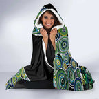 Honouring 50 Year Of NAIDOC Hooded Blanket Honouring The Next Generation Green Aboriginal Art