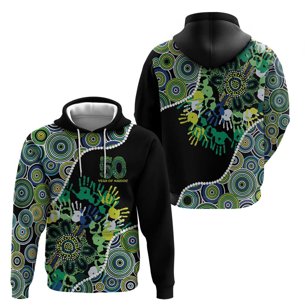 Honouring 50 Year Of NAIDOC Hoodie Honouring The Next Generation Green Aboriginal Art