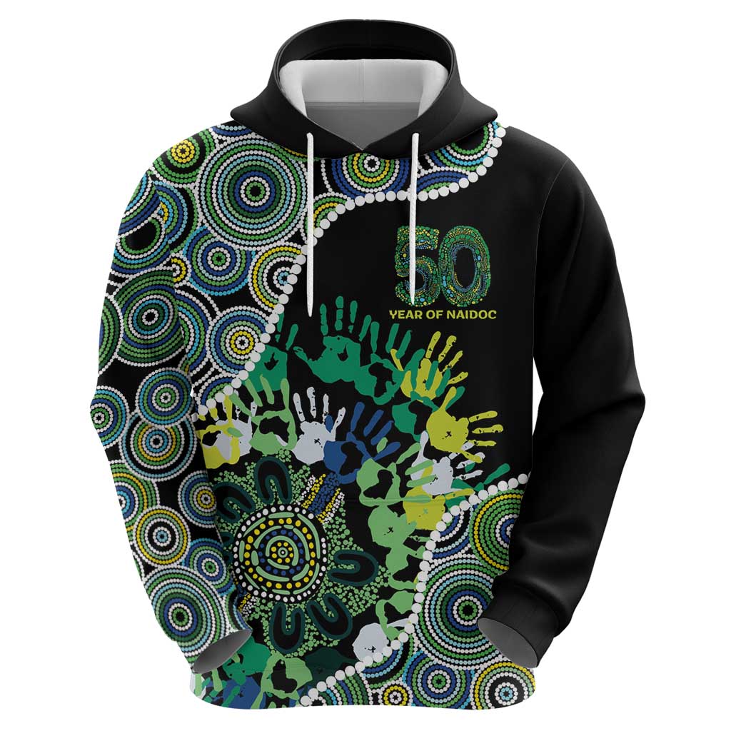 Honouring 50 Year Of NAIDOC Hoodie Honouring The Next Generation Green Aboriginal Art