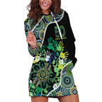 Honouring 50 Year Of NAIDOC Hoodie Dress Honouring The Next Generation Green Aboriginal Art