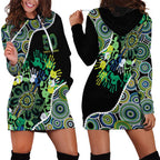 Honouring 50 Year Of NAIDOC Hoodie Dress Honouring The Next Generation Green Aboriginal Art