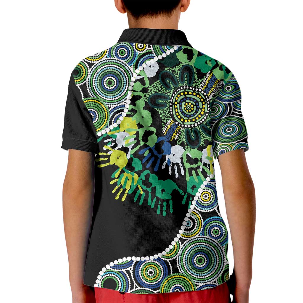 Honouring 50 Year Of NAIDOC Kid Polo Shirt Honouring The Next Generation Green Aboriginal Art